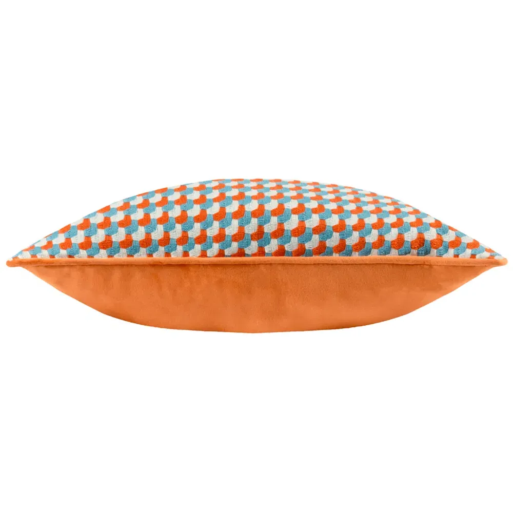 Marttel Geometric Jacquard Cushion - Orange
