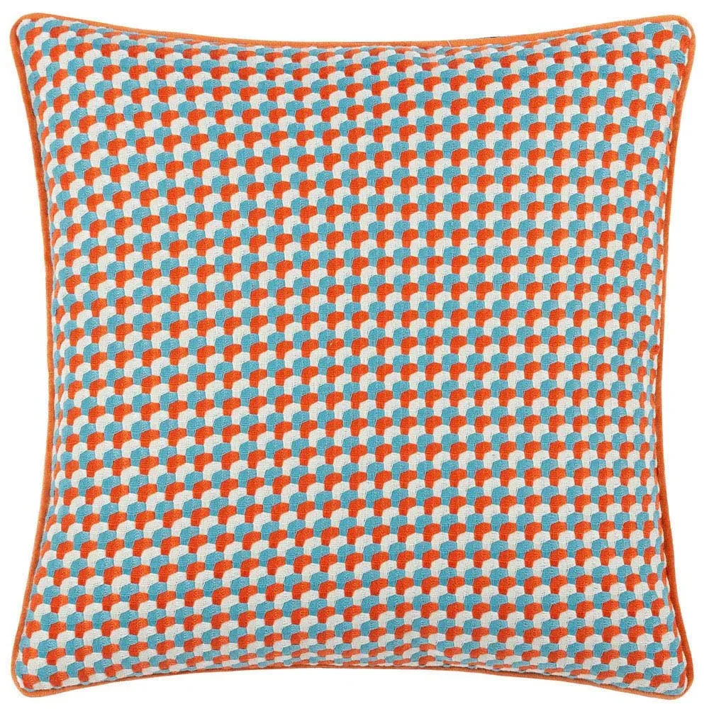 Marttel Geometric Jacquard Cushion - Orange