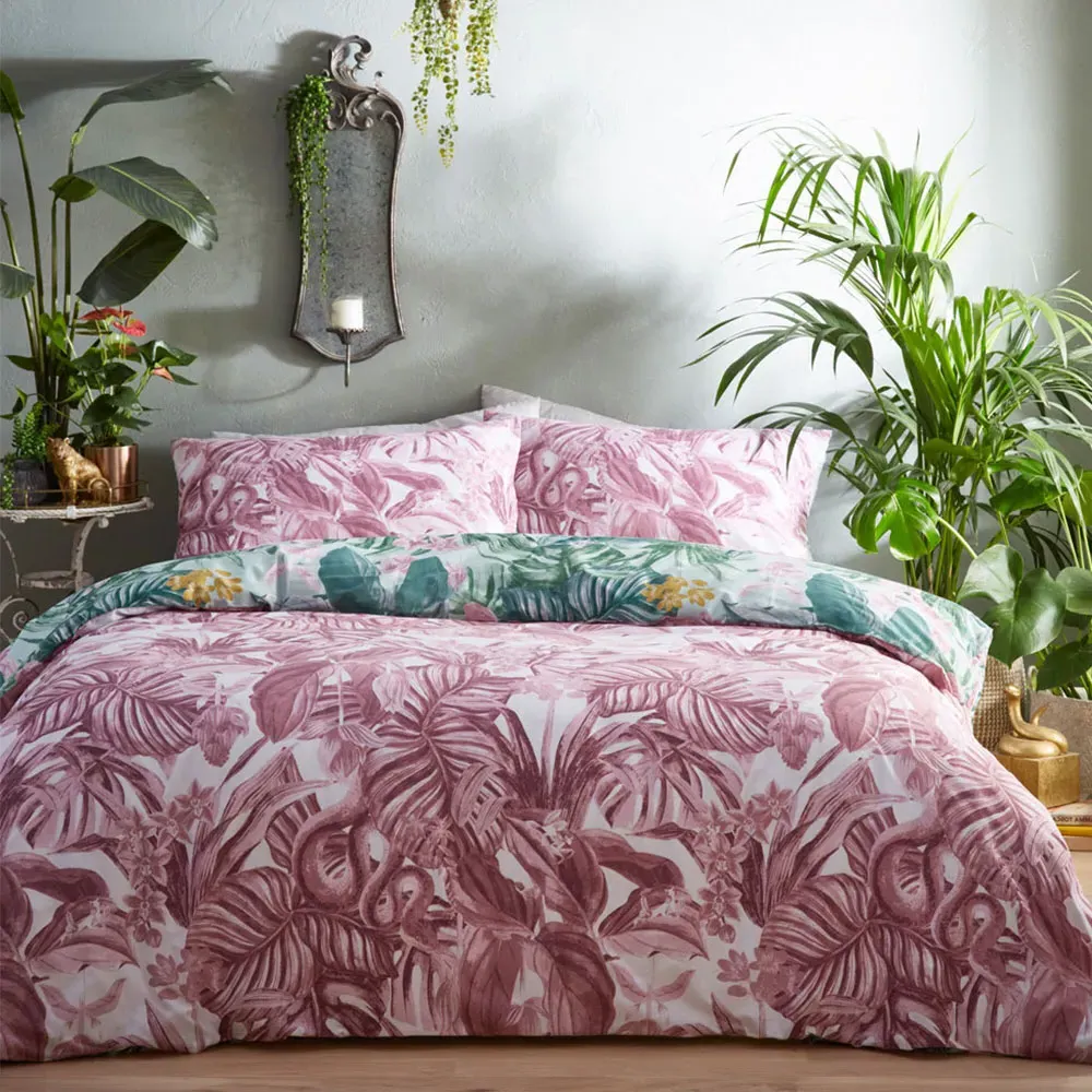 Medinilla Single Duvet Cover Set - Mint and Lilac, Polycotton