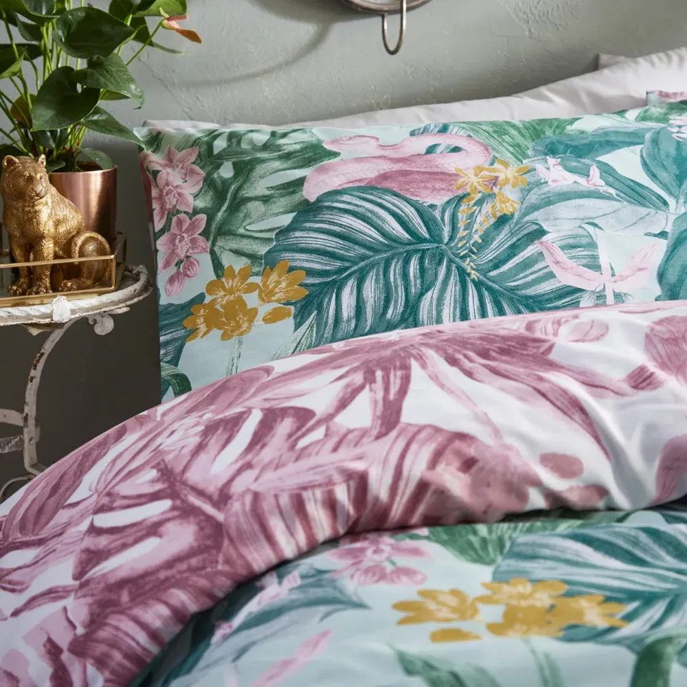 Medinilla Single Duvet Cover Set - Mint and Lilac, Polycotton