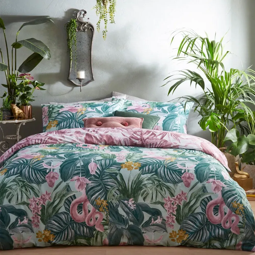Medinilla Single Duvet Cover Set - Mint and Lilac, Polycotton image