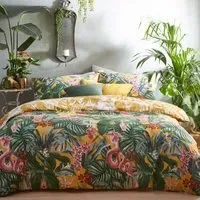 Medinilla Super King Size Duvet Cover Set - Mustard, Polycotton