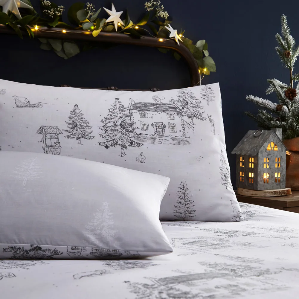 Midwinter Double Snow Toile Duvet Cover Set - White