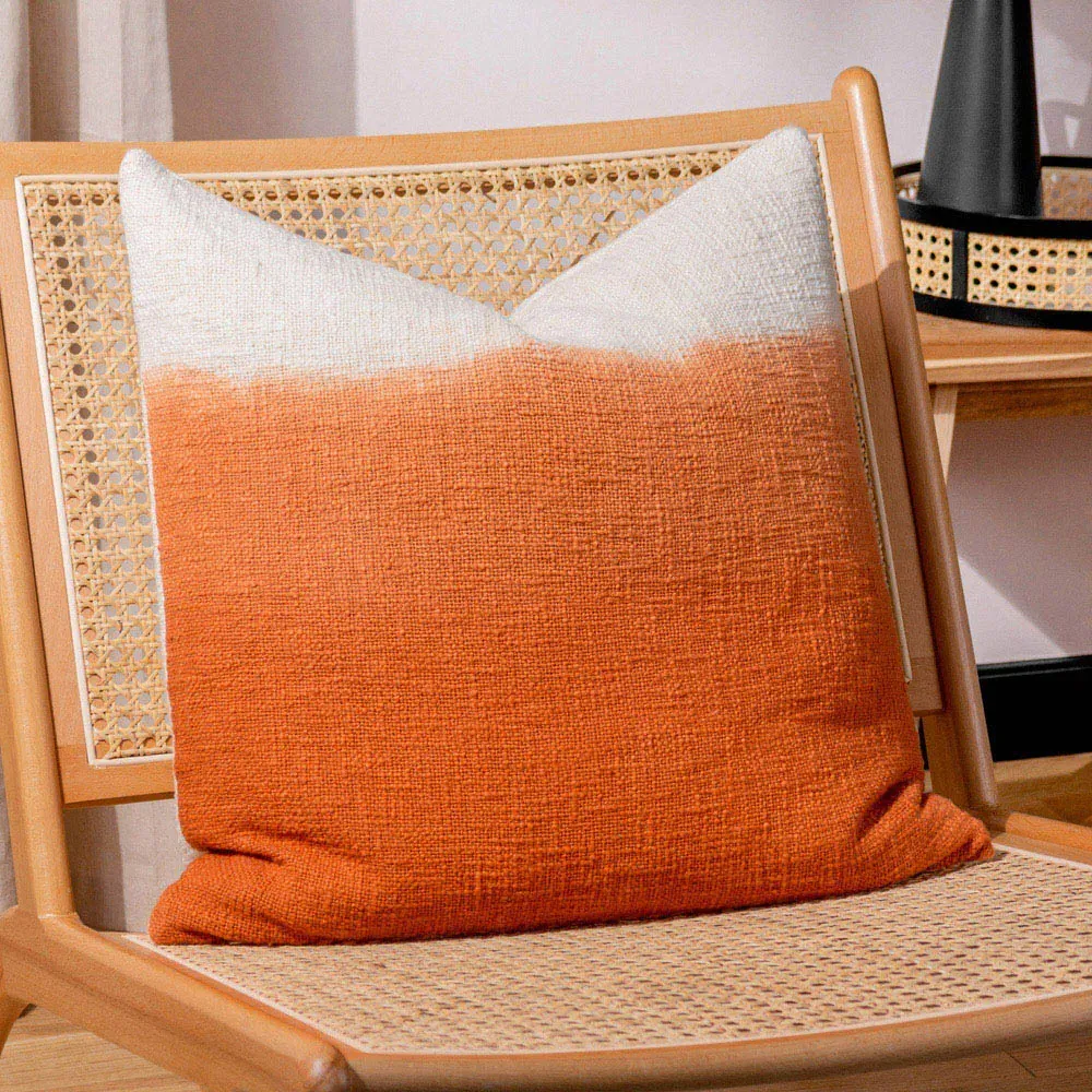 Mizu Amber Square Cushion - Orange, Cotton