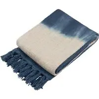 Mizu Dip Dye Tasselled Throw - Black, Cotton