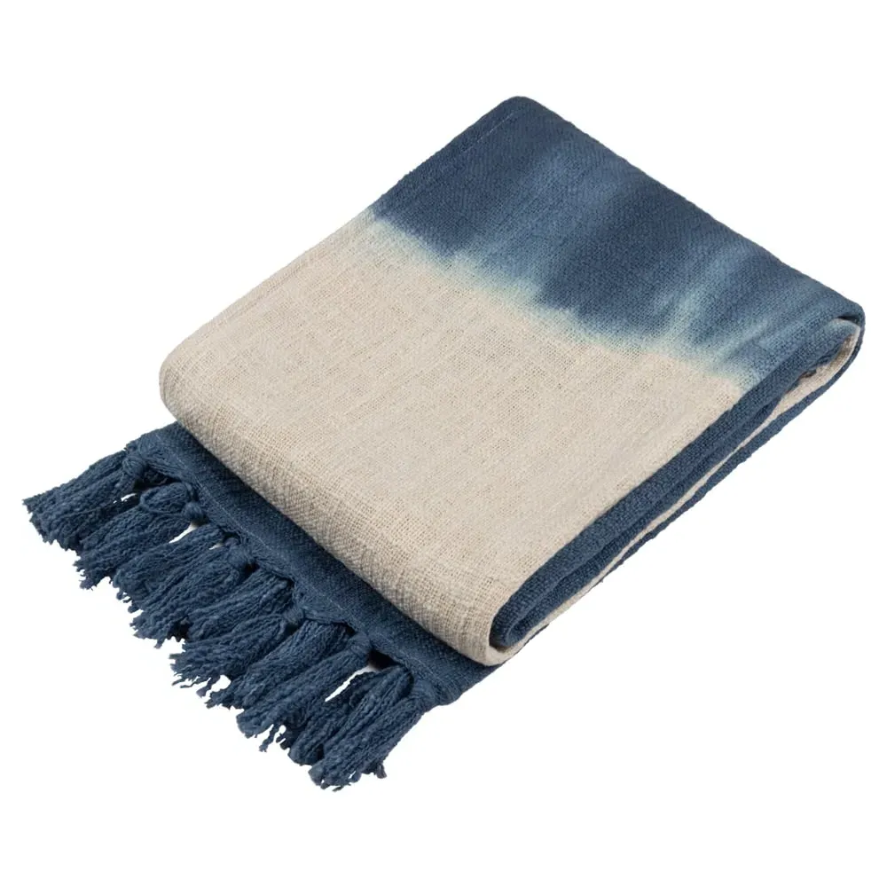 Mizu Dip Dye Tasselled Throw - Black, Cotton image