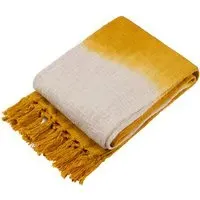 Mizu Dip Dye Tasselled Throw - Yellow, Cotton