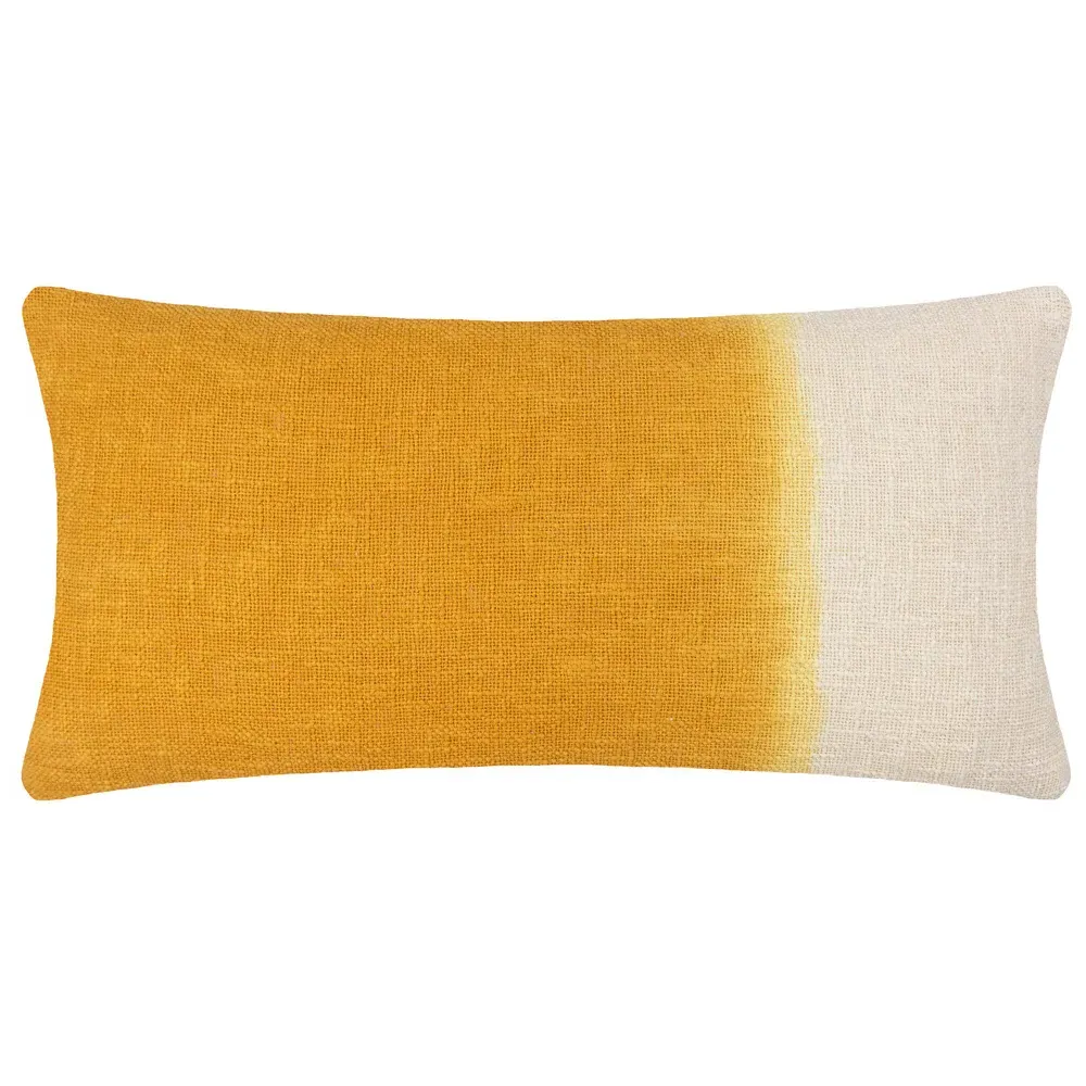 Mizu Ochre Dip Dye Rectangular Cushion - Multi, Cotton