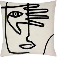 Mono Face Linen Cushion - Cream