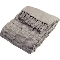 Motti Woven Tufted Stripe Throw - Grey, Cotton