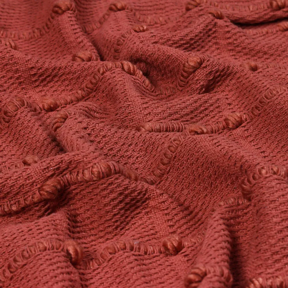 Motti Woven Tufted Stripe Throw - Red Clay, Cotton