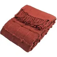 Motti Woven Tufted Stripe Throw - Red Clay, Cotton