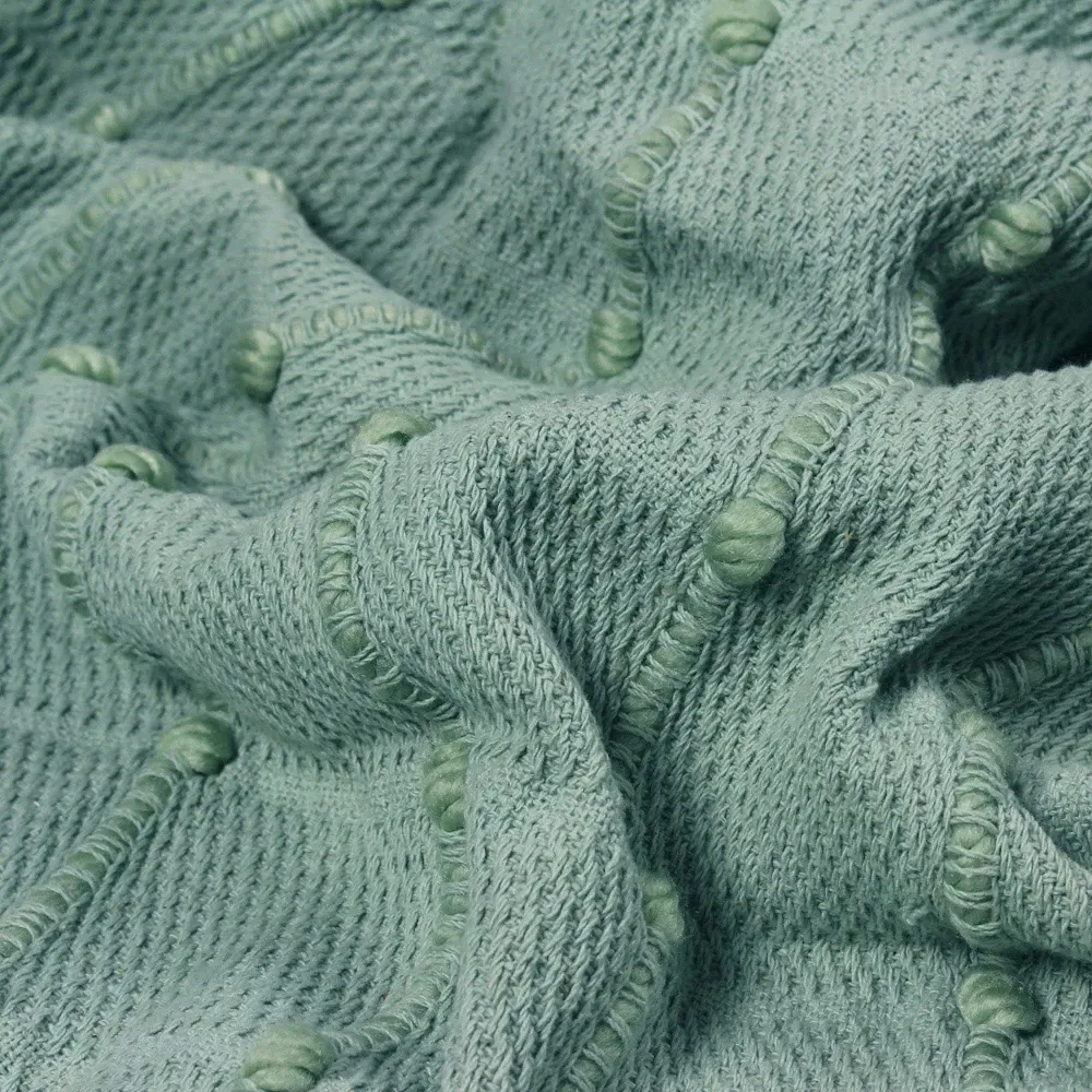 Motti Woven Tufted Stripe Throw - Seafoam, Cotton