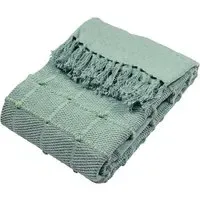 Motti Woven Tufted Stripe Throw - Seafoam, Cotton