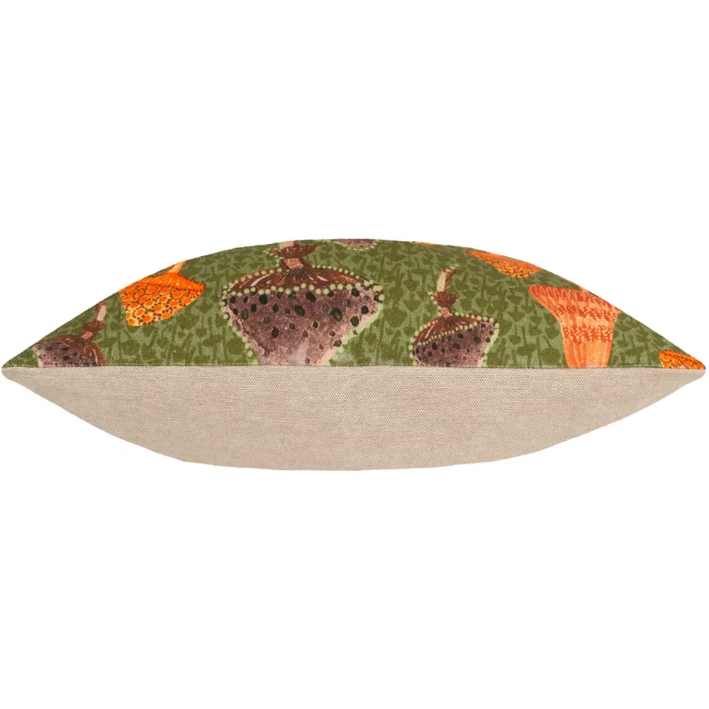 Mushroom Fields Abstract Cushion - Green, Cotton