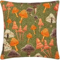 Mushroom Fields Abstract Cushion - Green, Cotton