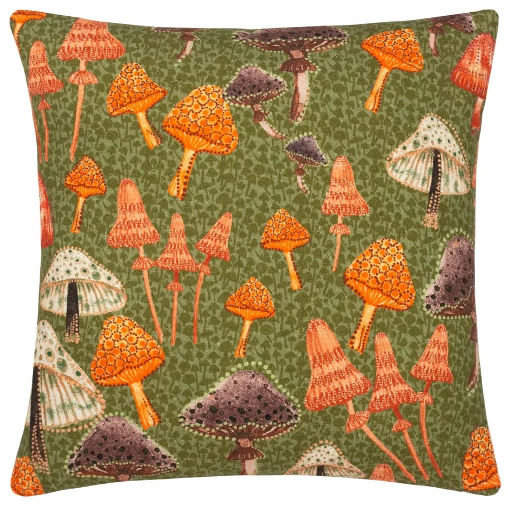 Mushroom Fields Abstract Cushion - Green, Cotton image