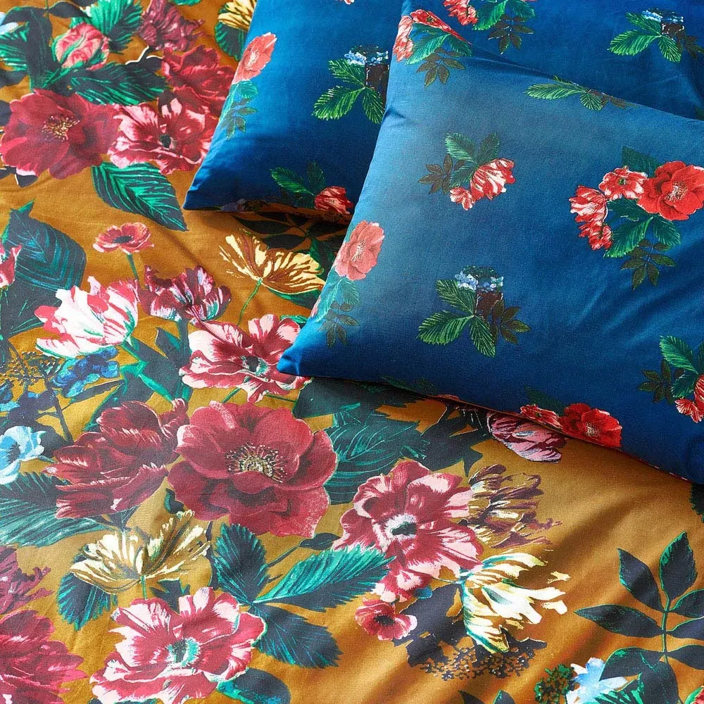 Nadya Double Duvet Cover Set - Amber Floral, Polycotton