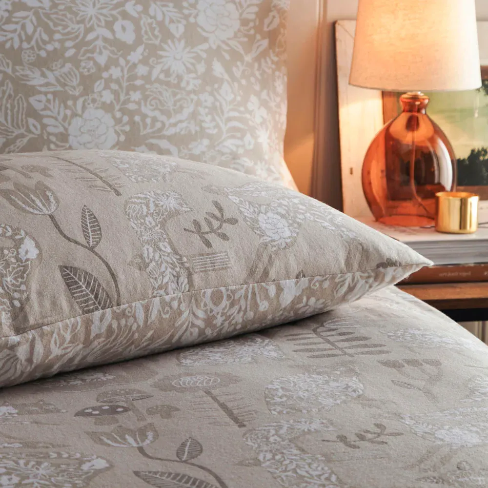 Nook Woodland King Size Duvet Set - Greige, Brushed Cotton