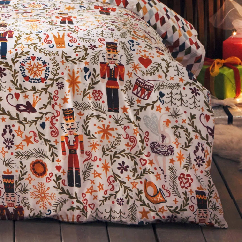 Nutcracker Single Duvet Set - White, Polycotton