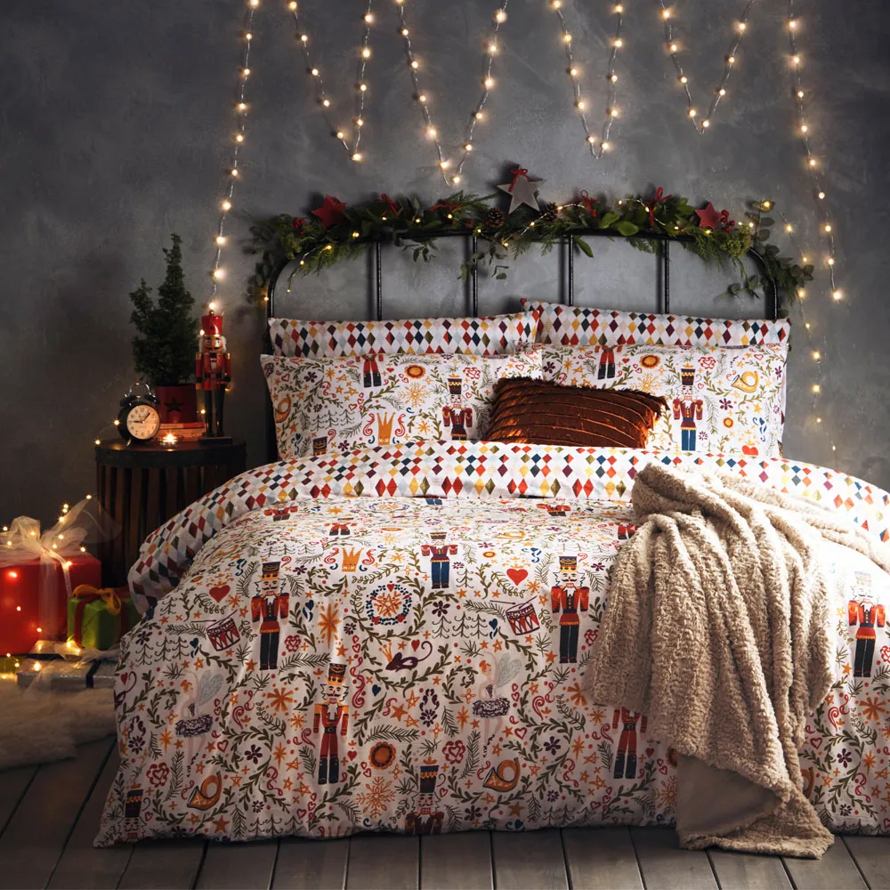 Nutcracker Single Duvet Set - White, Polycotton image