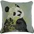 Pandas Jacquard Cushion with Piped Edging - Green