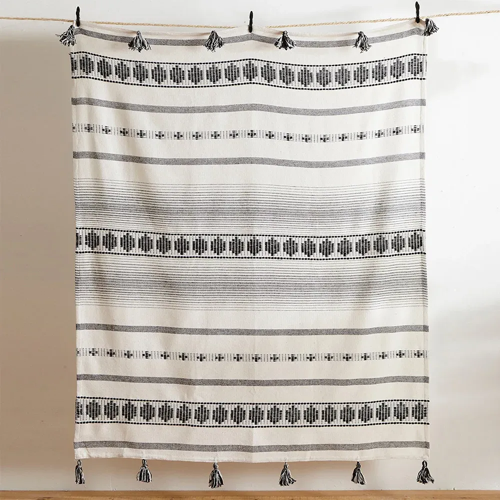 Pangea Tasselled Throw - Black