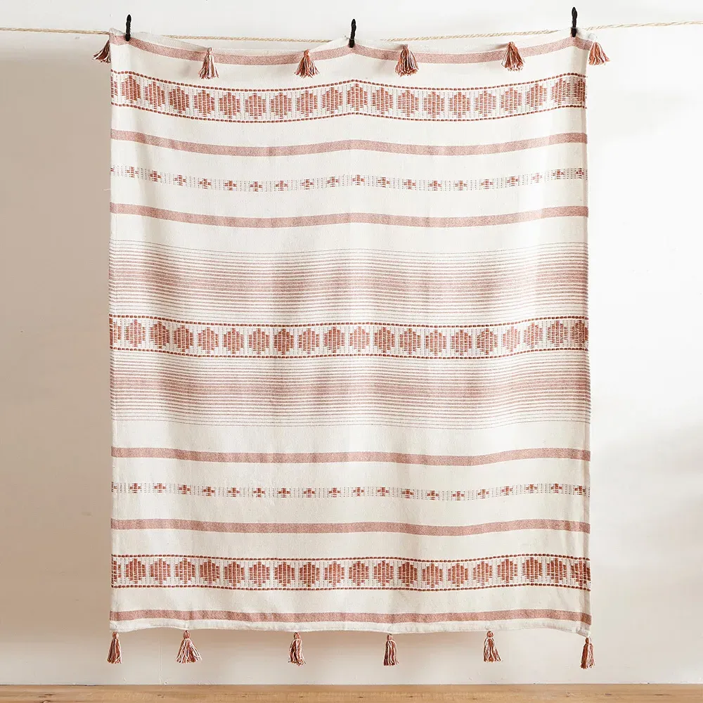 Pangea Tasselled Throw - Terracotta