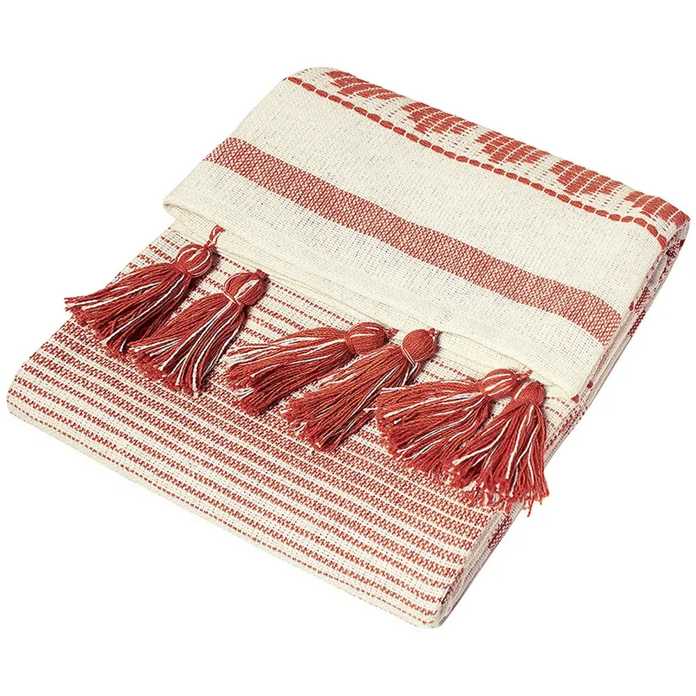 Pangea Tasselled Throw - Terracotta image