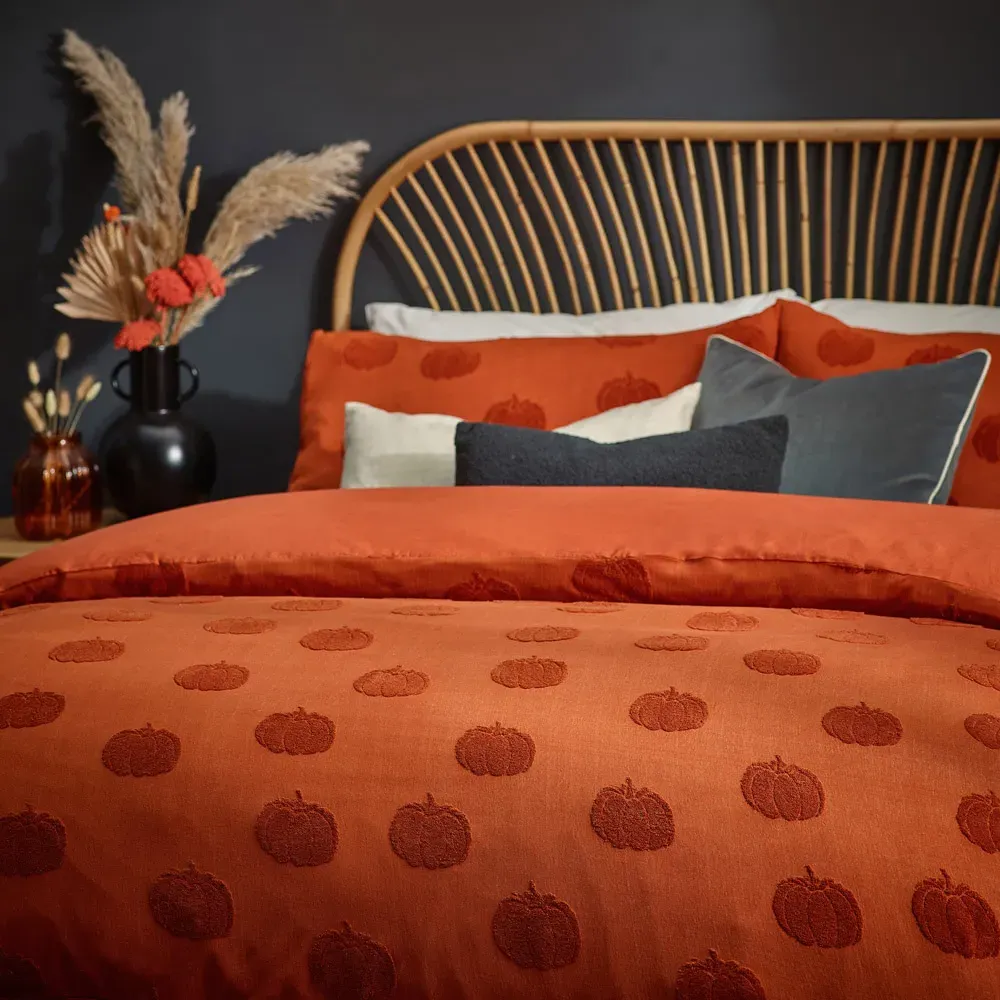 Pumpkin Tufted Single Duvet Cover Set - Spice, Cotton