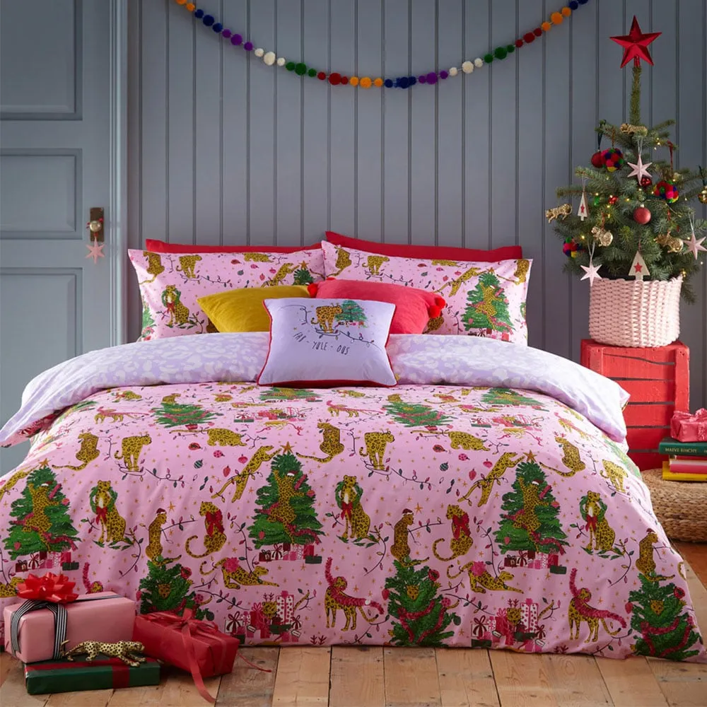 Purrfect Double Duvet Cover Set - Pink, Polycotton