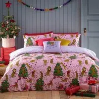 Purrfect King Size Duvet Cover Set - Pink, Polycotton