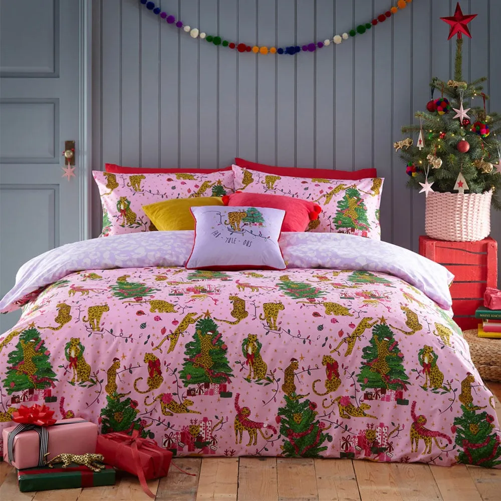 Purrfect King Size Duvet Cover Set - Pink, Polycotton