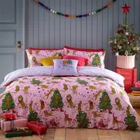 Purrfect Single Duvet Cover Set - Pink, Polycotton