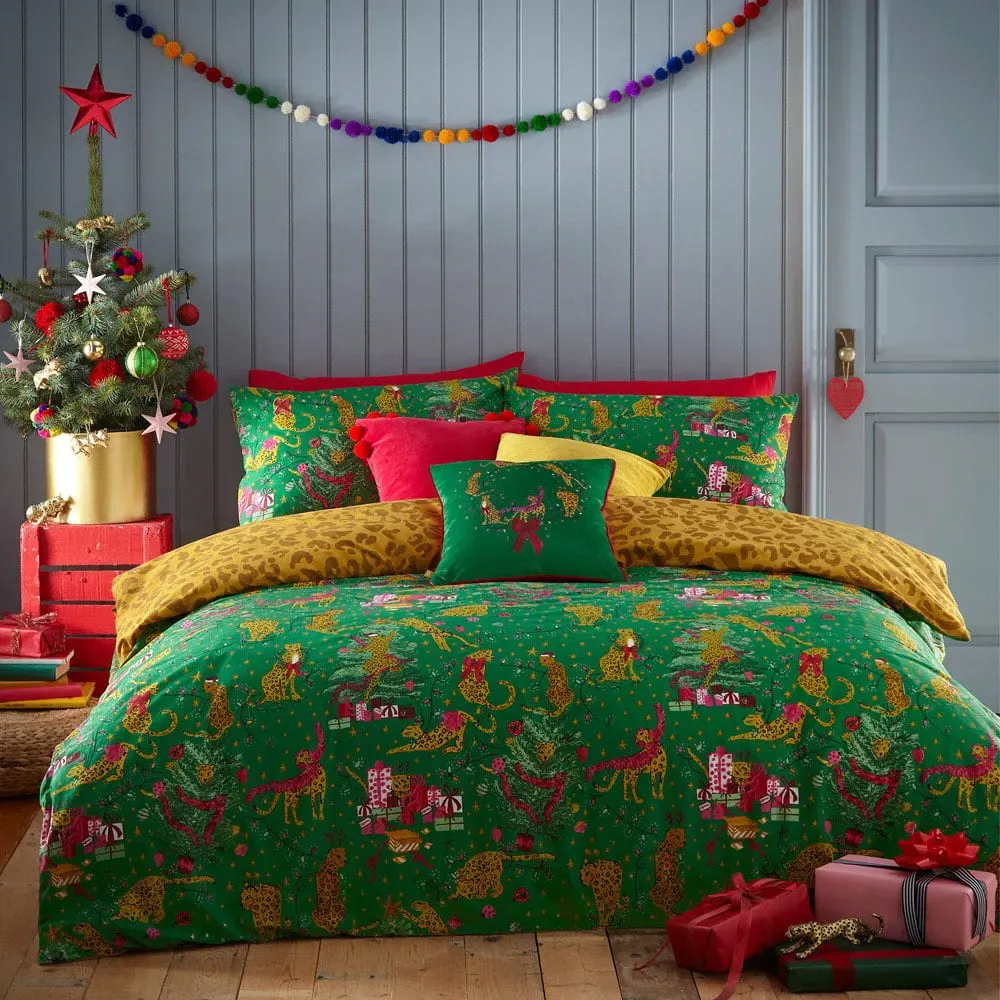 Purrfect Toddler Size Duvet Cover Set - Green, Polycotton image