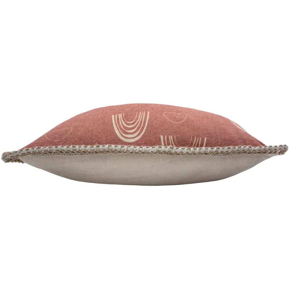 Rain Shadow Braided Trim Cushion - Red Clay