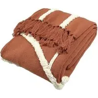 Rainbow Tuft Tasselled Throw - Red, Cotton