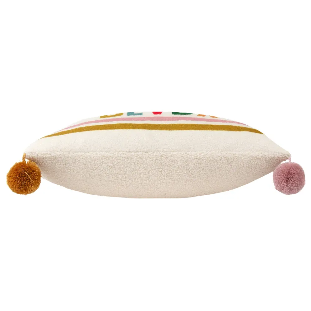 Ready Set Snow Pom Pom Boucle Cushion - Multi