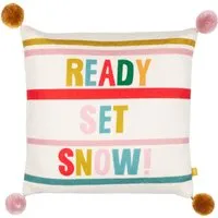 Ready Set Snow Pom Pom Boucle Cushion - Multi