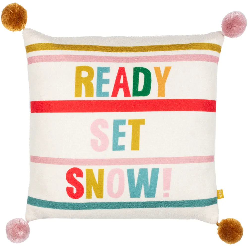 Ready Set Snow Pom Pom Boucle Cushion - Multi