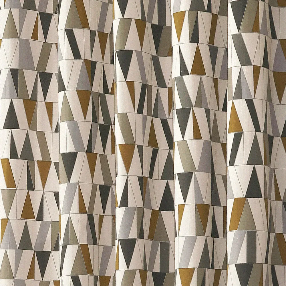 Reno Geometric Eyelet Curtain - Charcoal, Gold