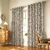 Reno Geometric Eyelet Curtain - Charcoal, Gold