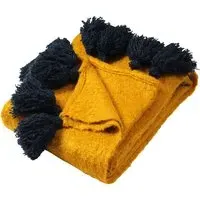 Romily Tasselled Throw - Gold, Navy