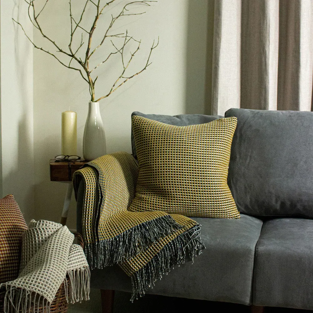 Rowan Waffle Throw - Ochre