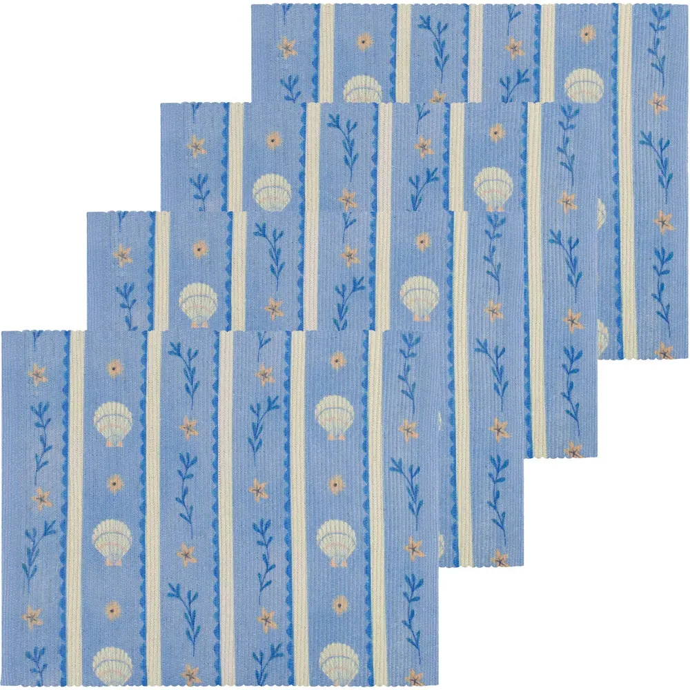Sea Shells Indoor Outdoor Placemats - Blue
