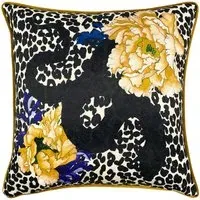 Serpentine Animal Print Cushion - Ochre Blue, Polyester