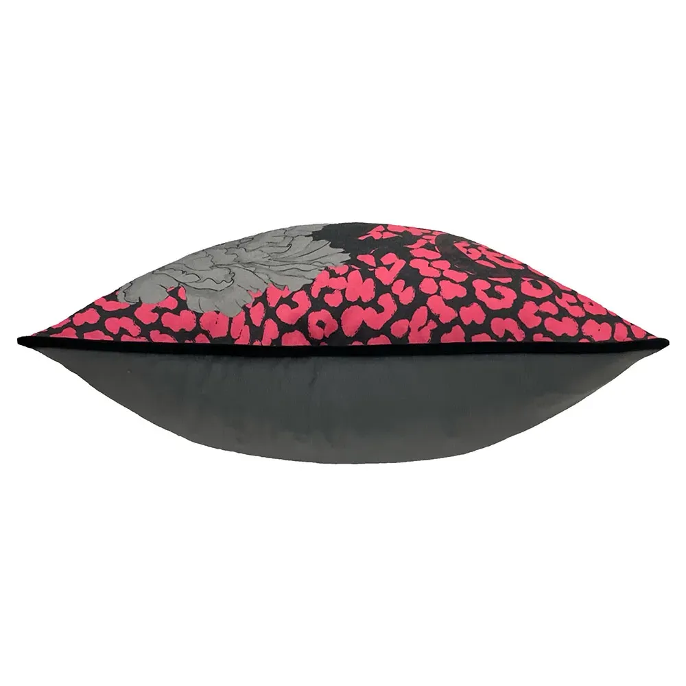 Serpentine Animal Print Cushion - Pink Charcoal, Polyester