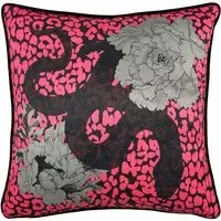 Serpentine Animal Print Cushion - Pink Charcoal, Polyester