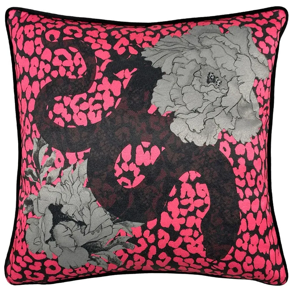 Serpentine Animal Print Cushion - Pink Charcoal, Polyester