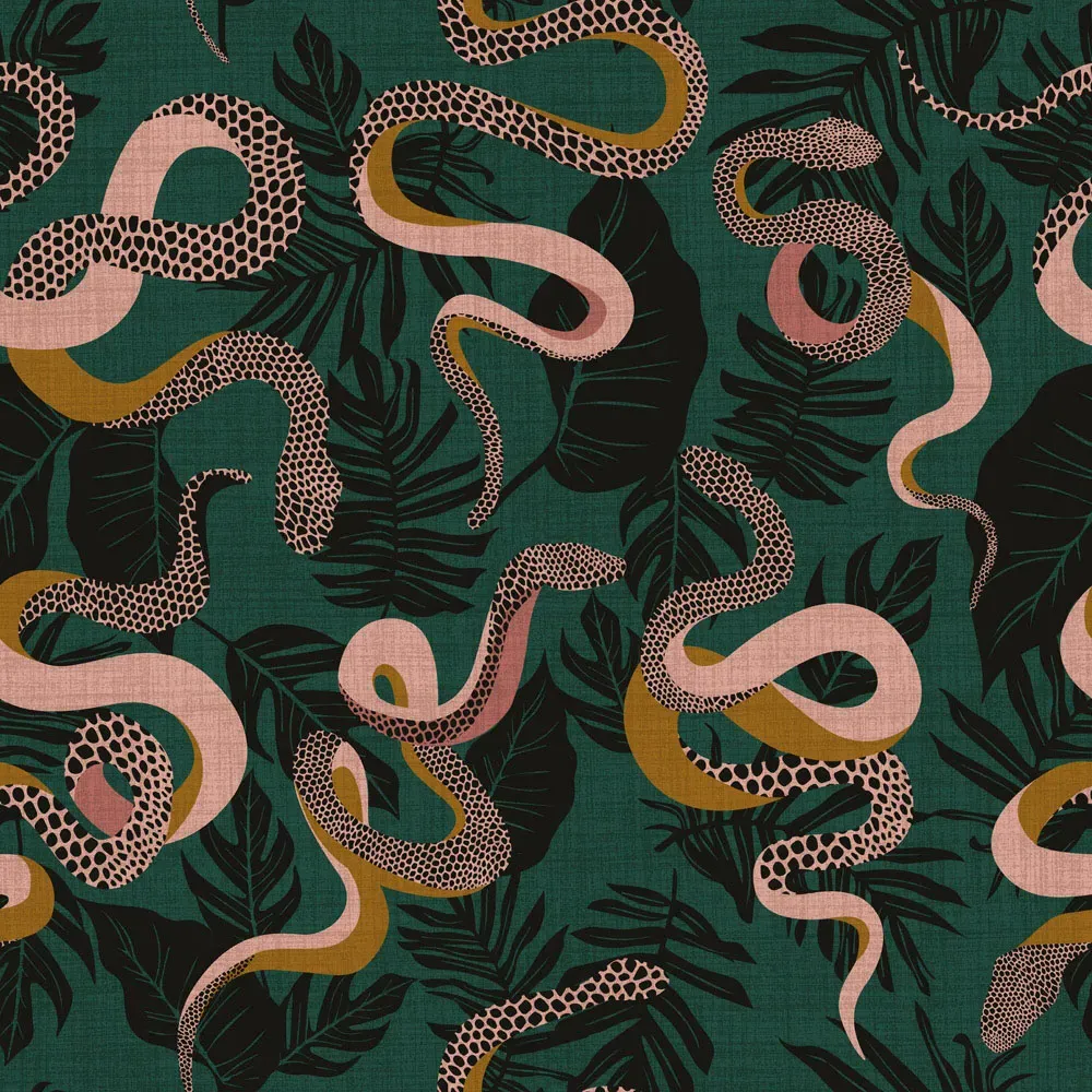 Serpentine King Size Duvet Cover Set - Green